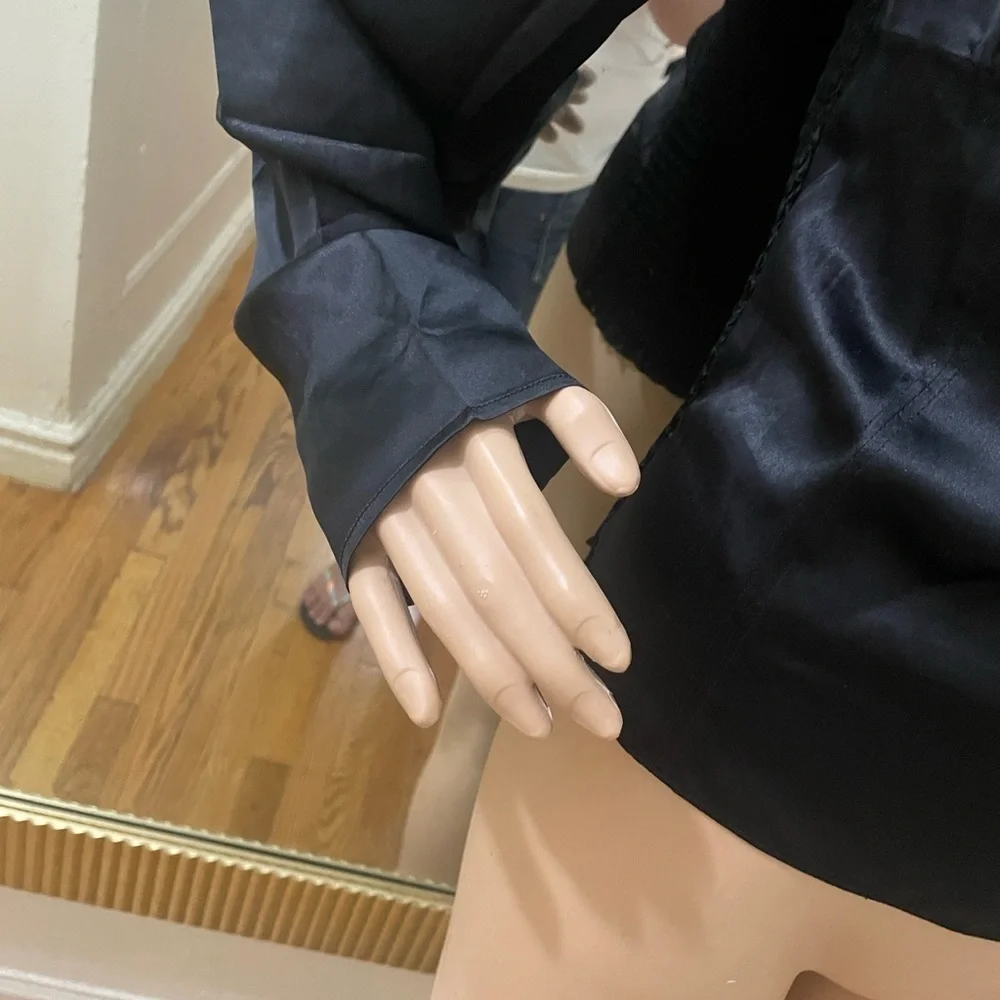 Reformation Black Satin Blouse 100%Silk